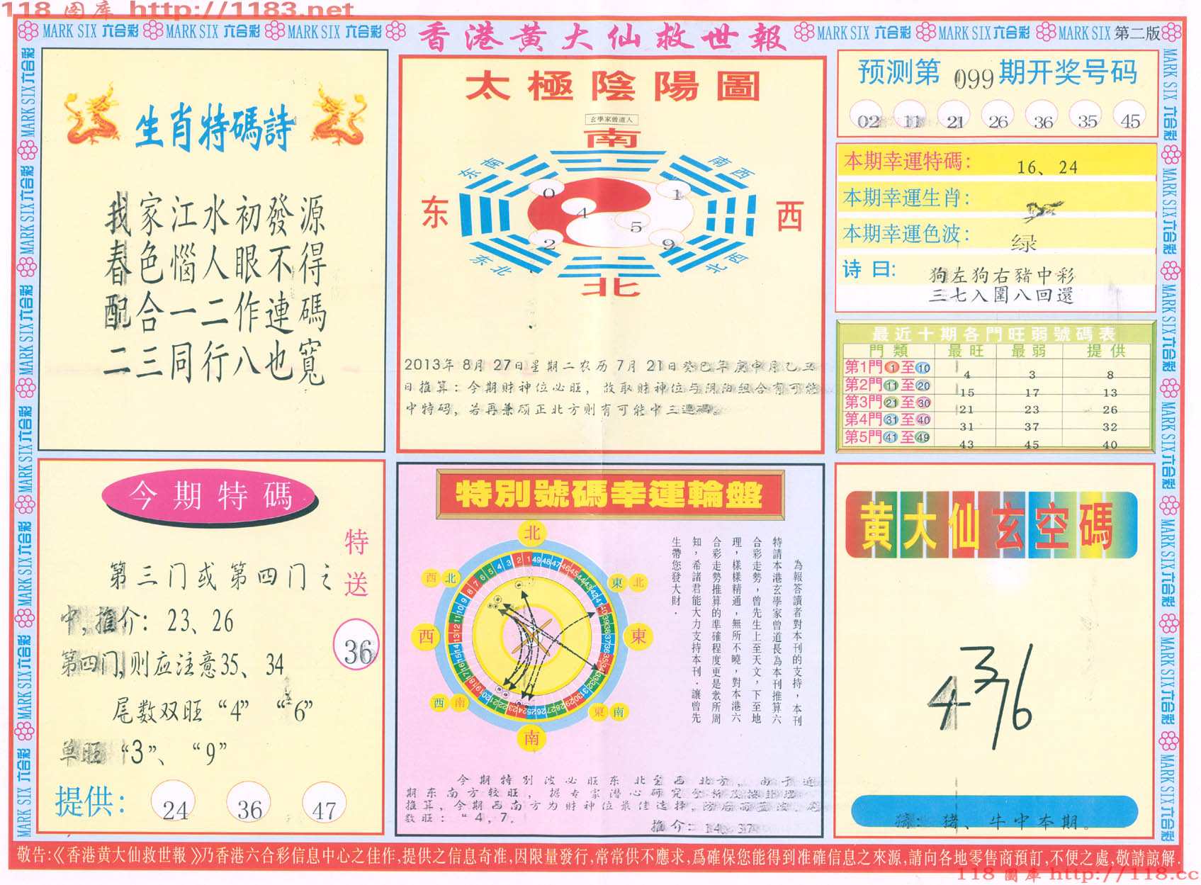 香港黄大仙救世报