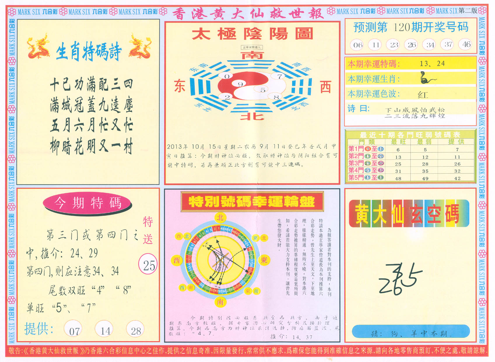 香港黄大仙救世报