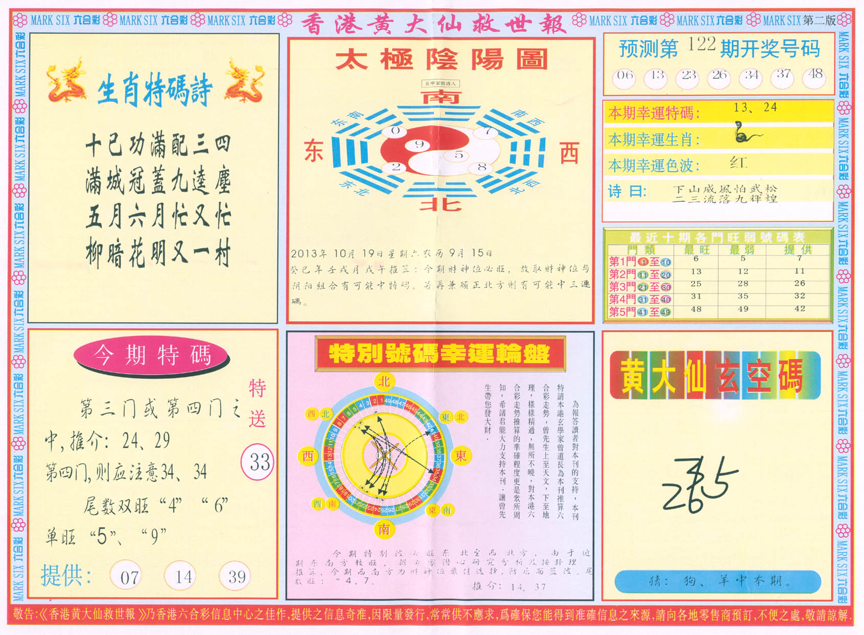香港黄大仙救世报