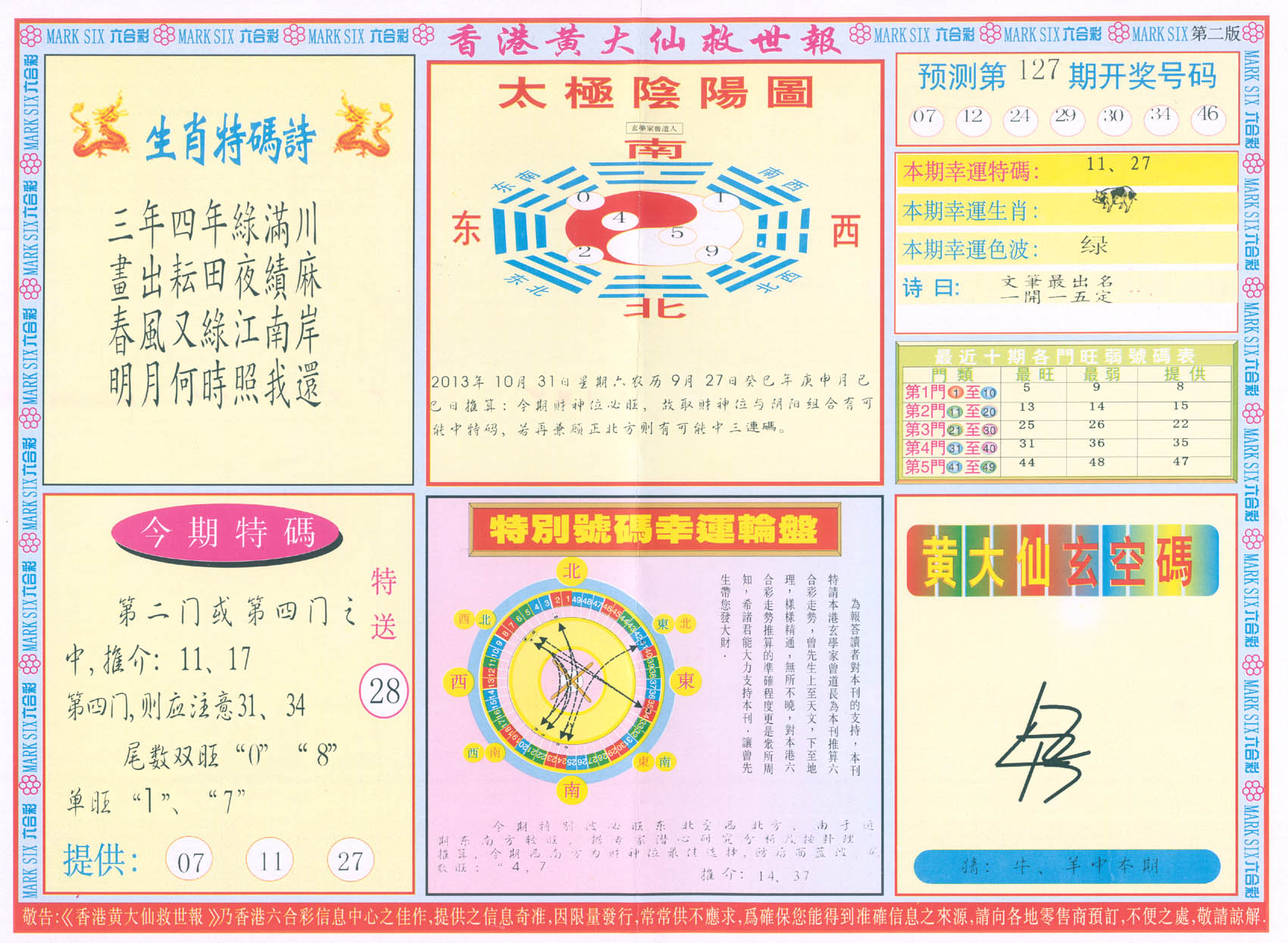 香港黄大仙救世报