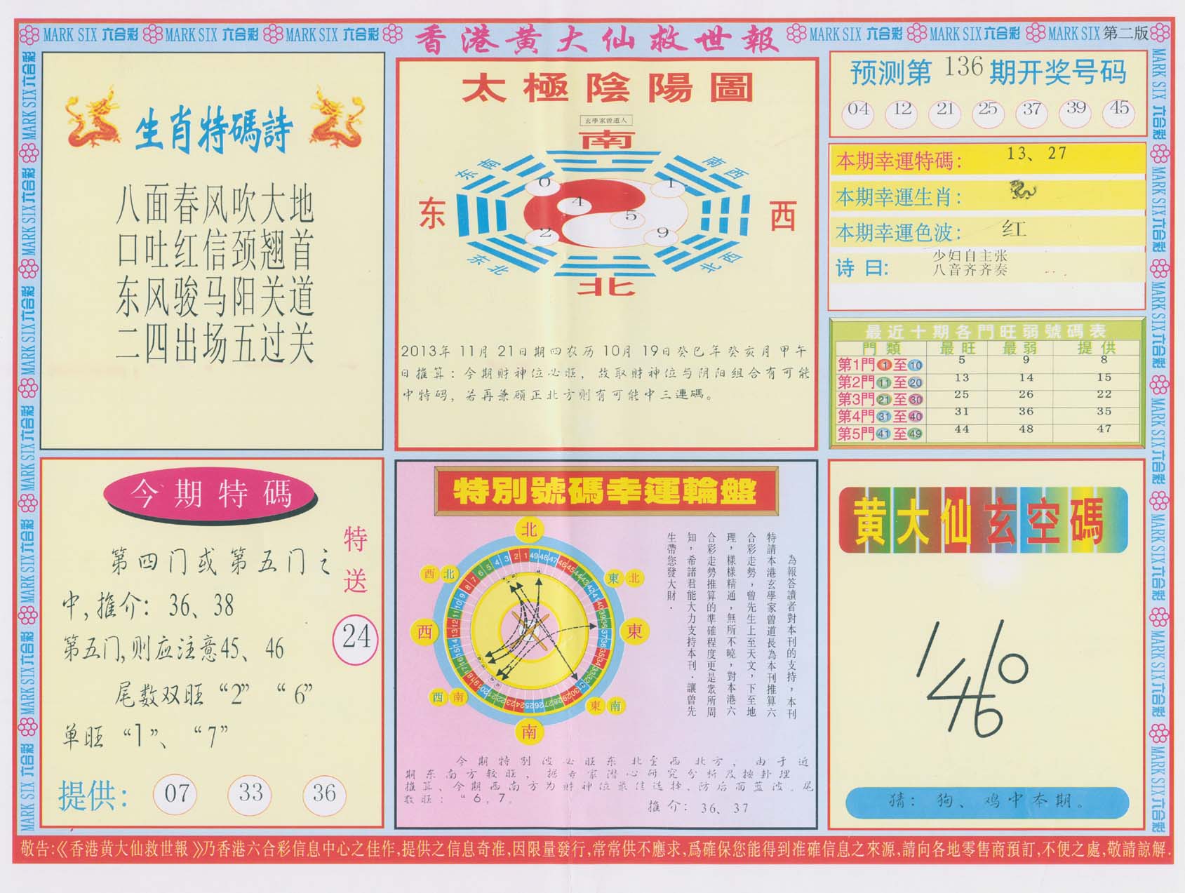 香港黄大仙救世报
