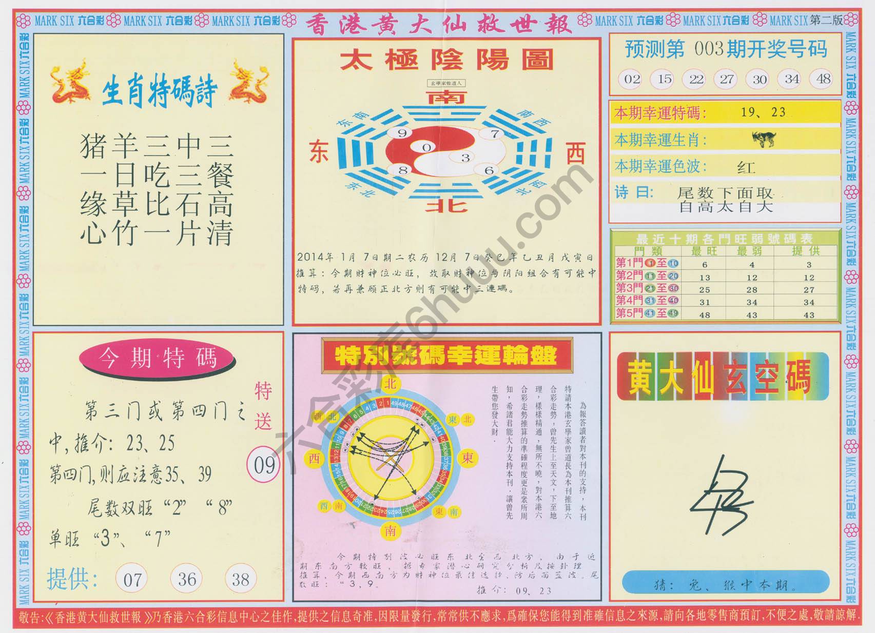 香港黄大仙救世报