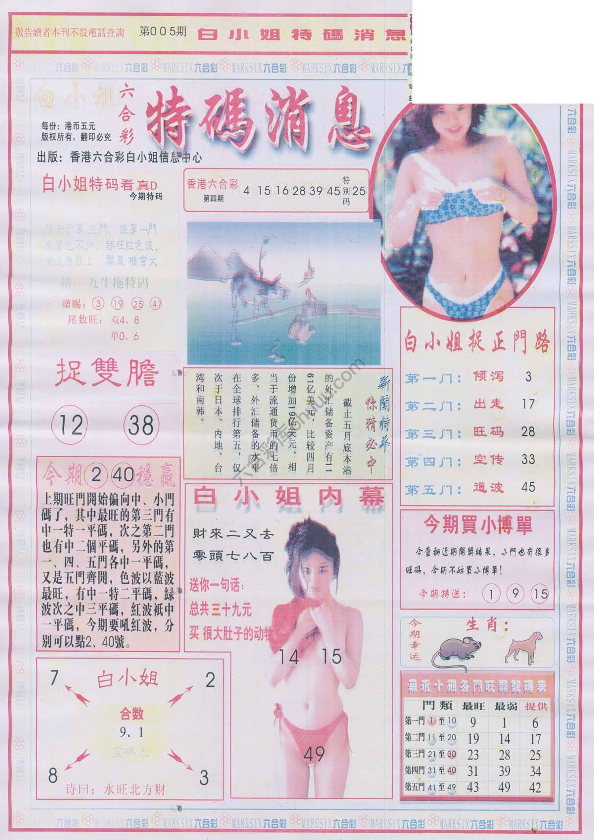 白小姐特码消息