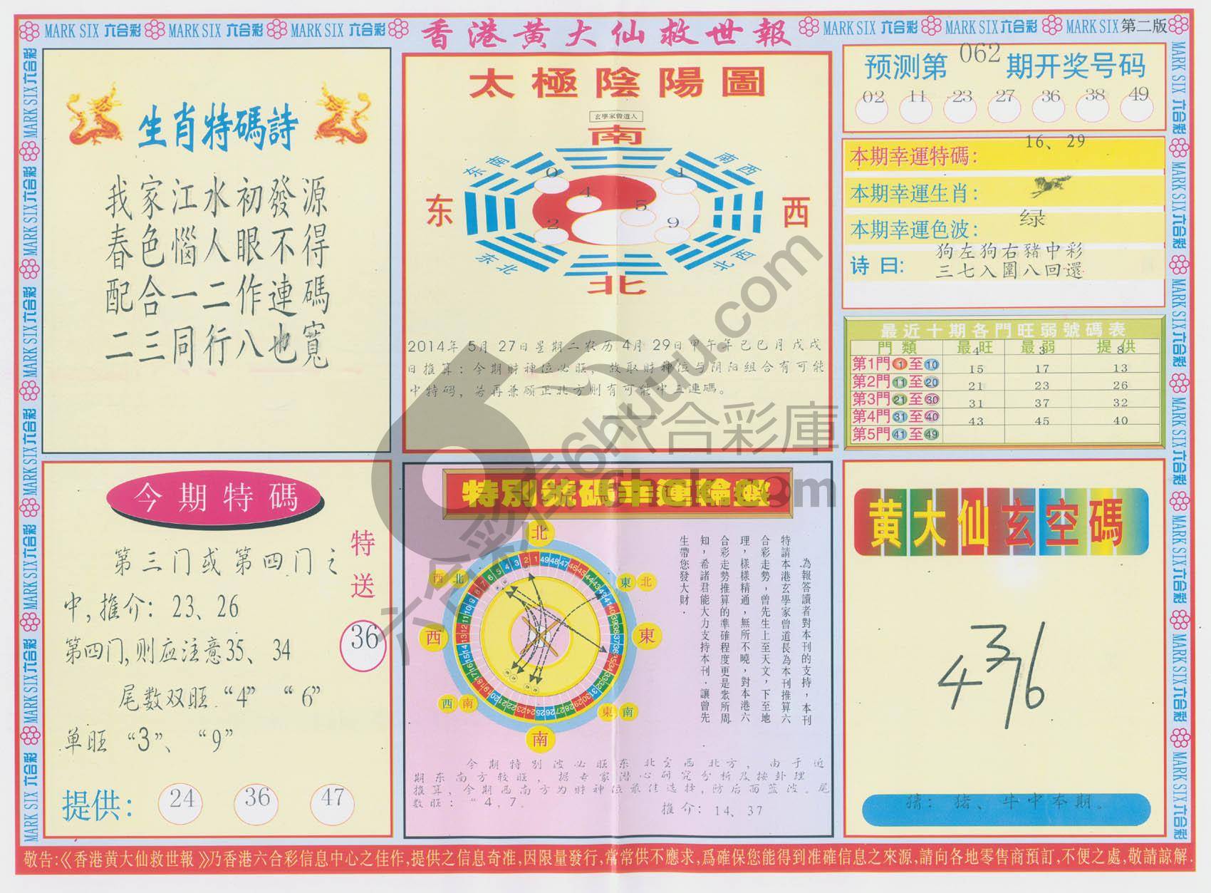 香港黄大仙救世报