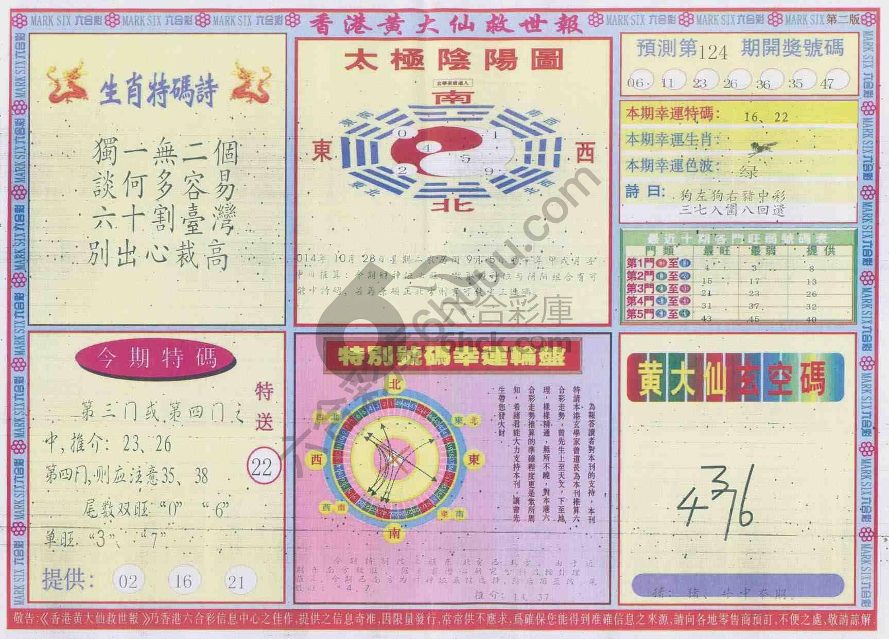 香港黄大仙救世报