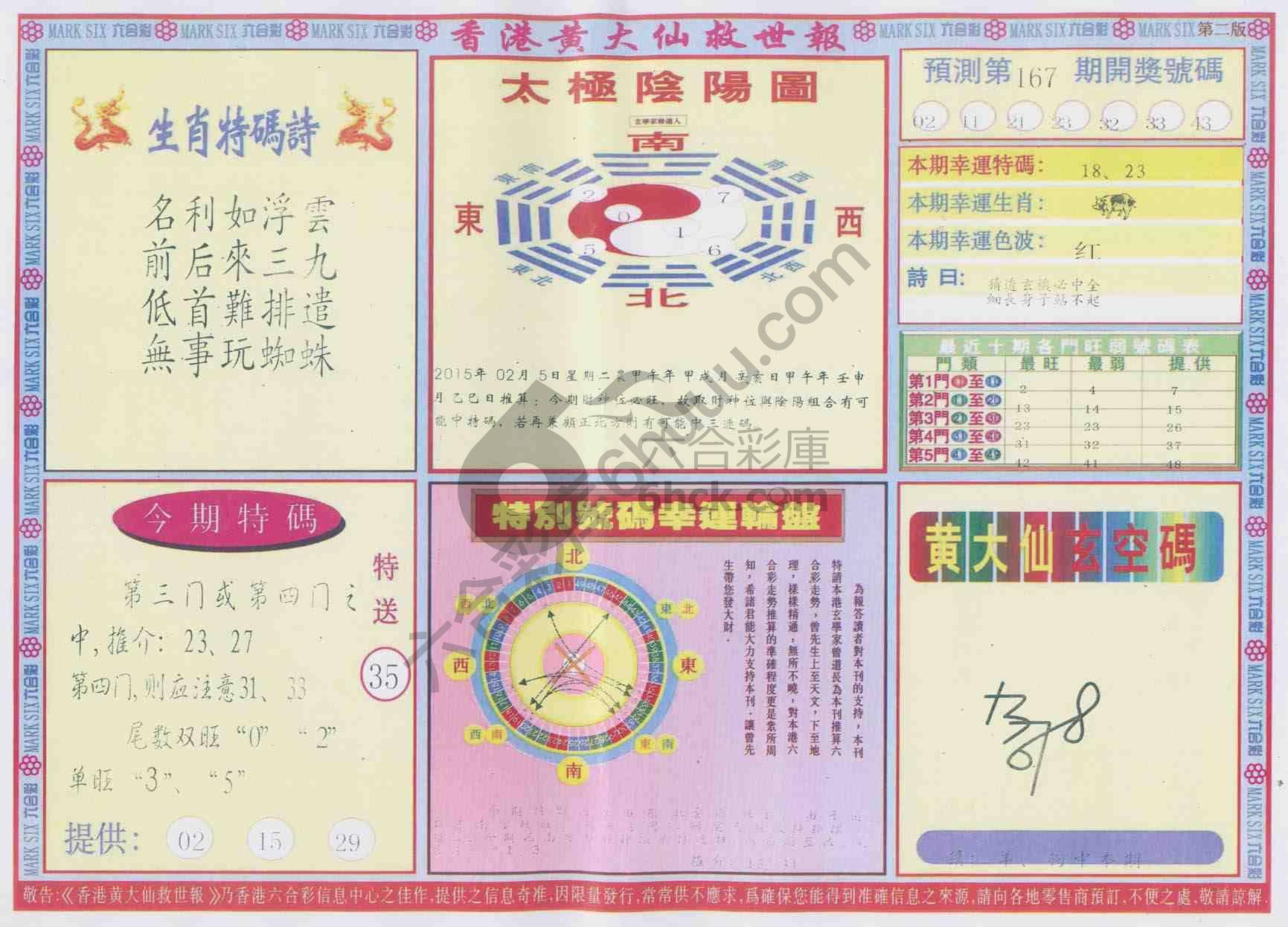 香港黄大仙救世报