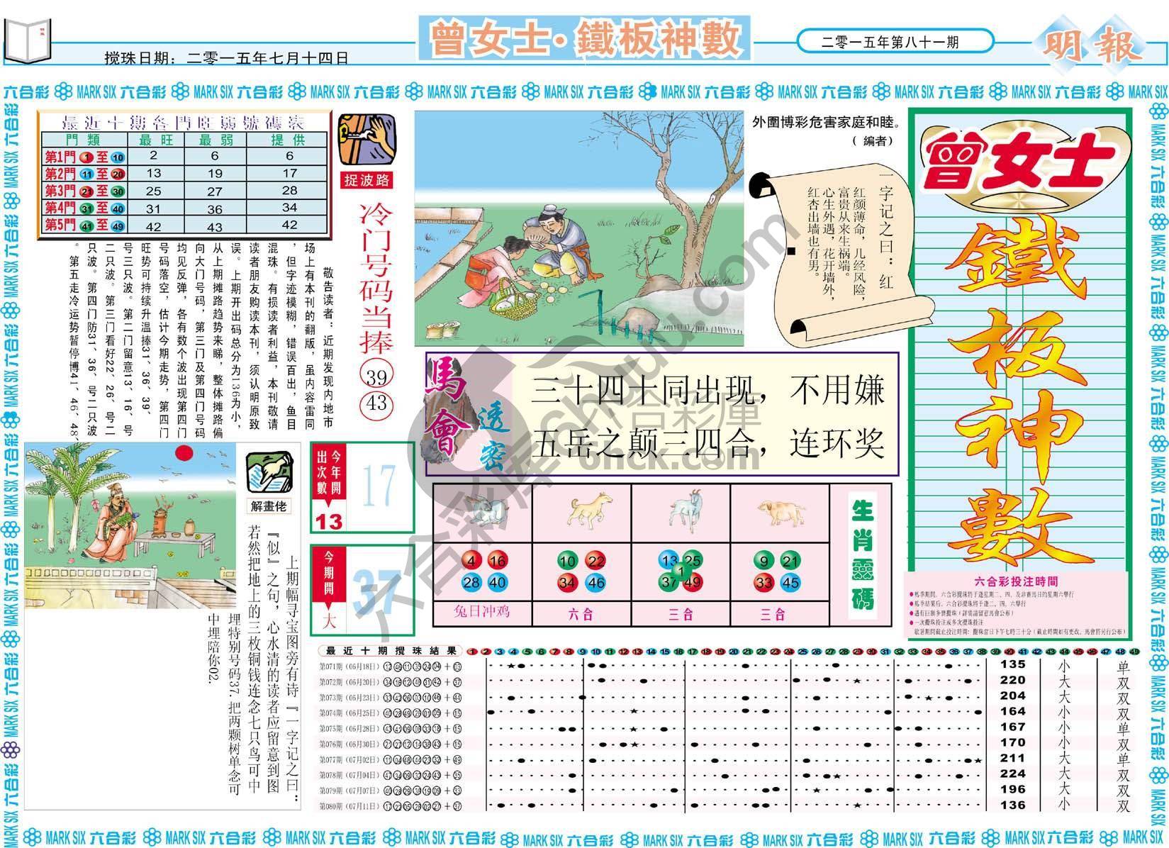 曾女士铁板神数