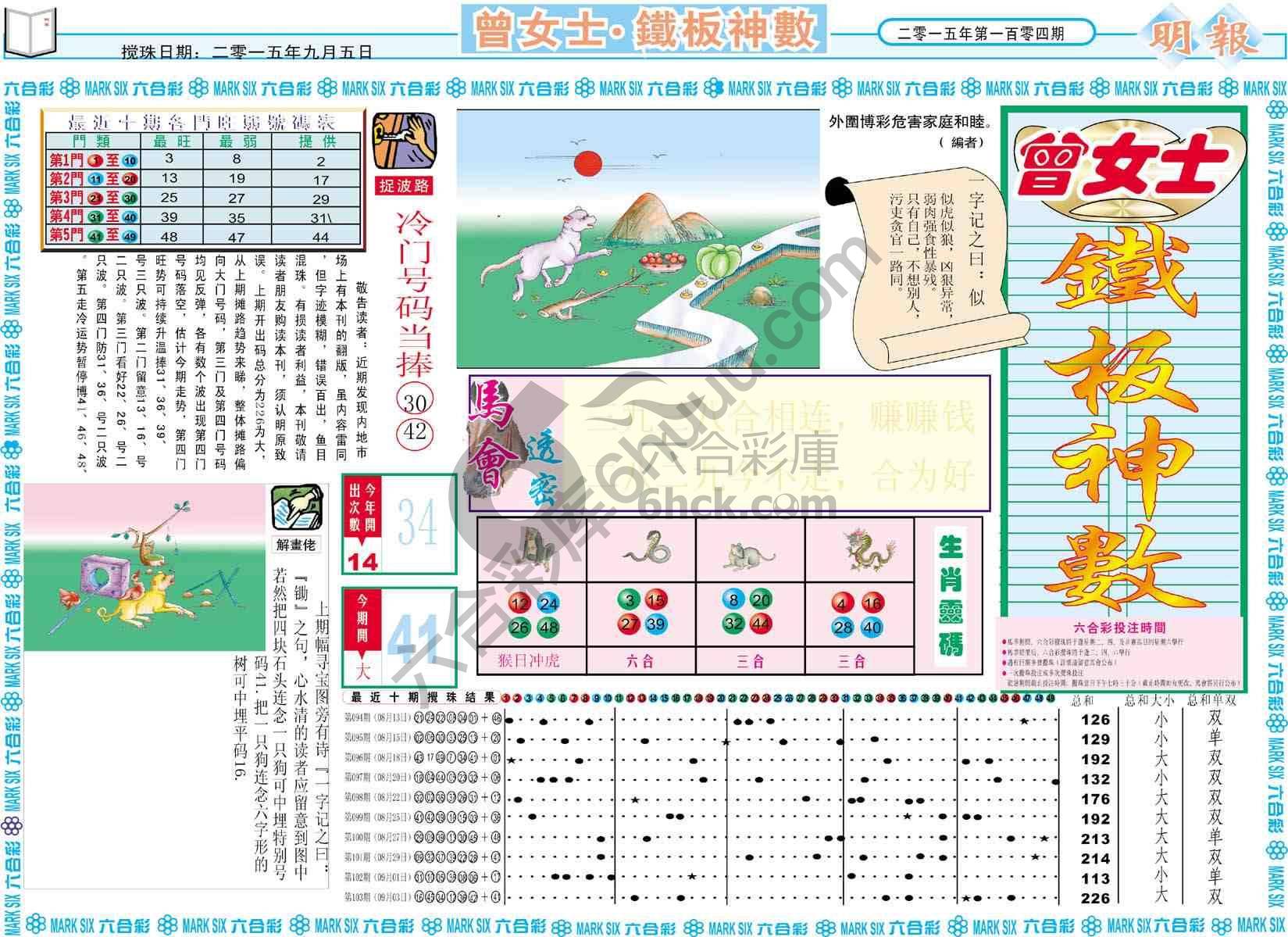 曾女士铁板神数
