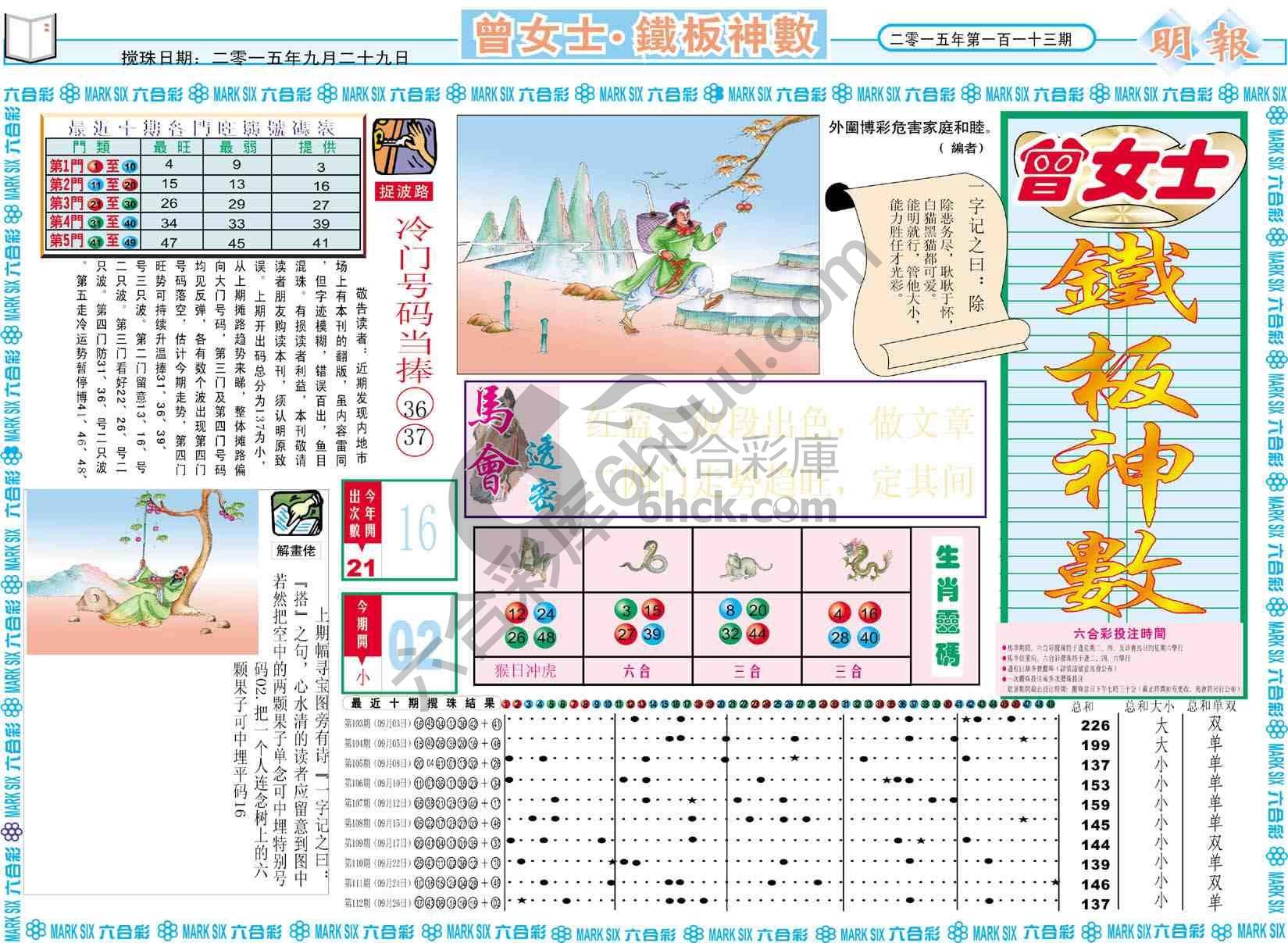 曾女士铁板神数
