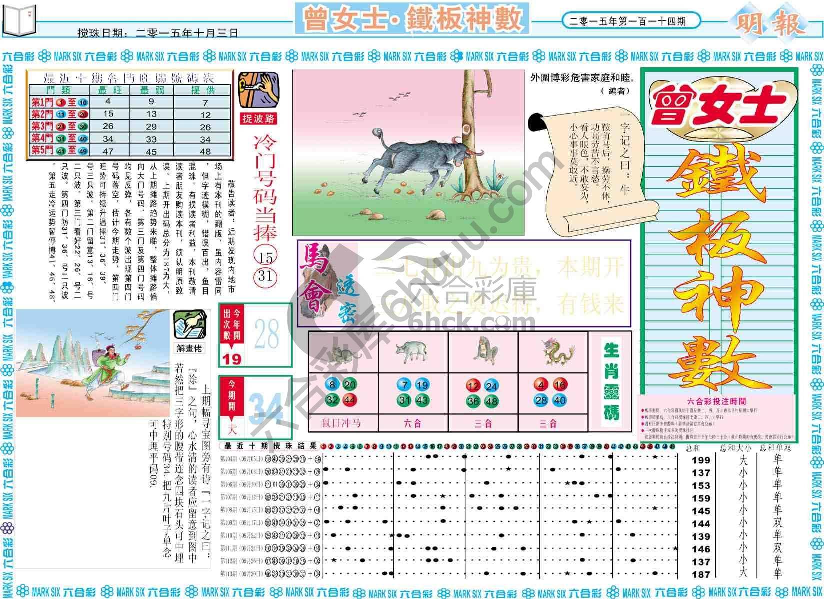 曾女士铁板神数