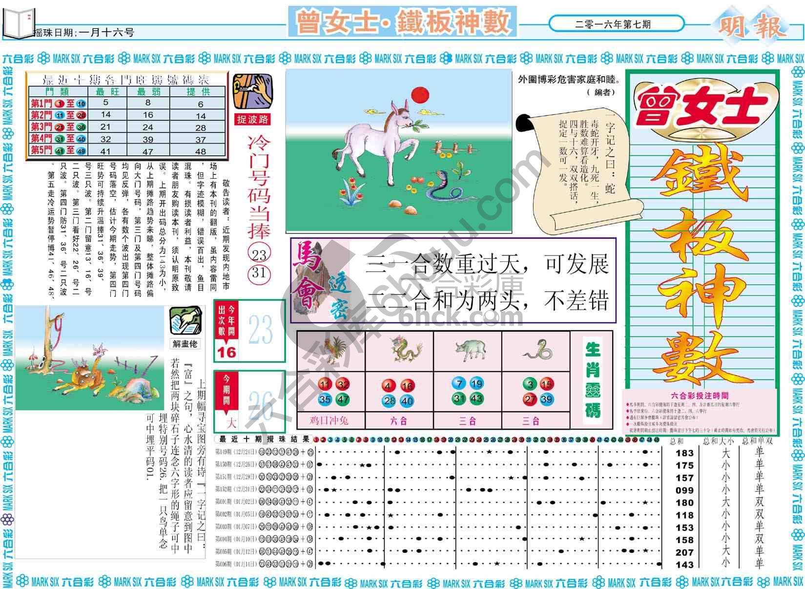 曾女士铁板神数