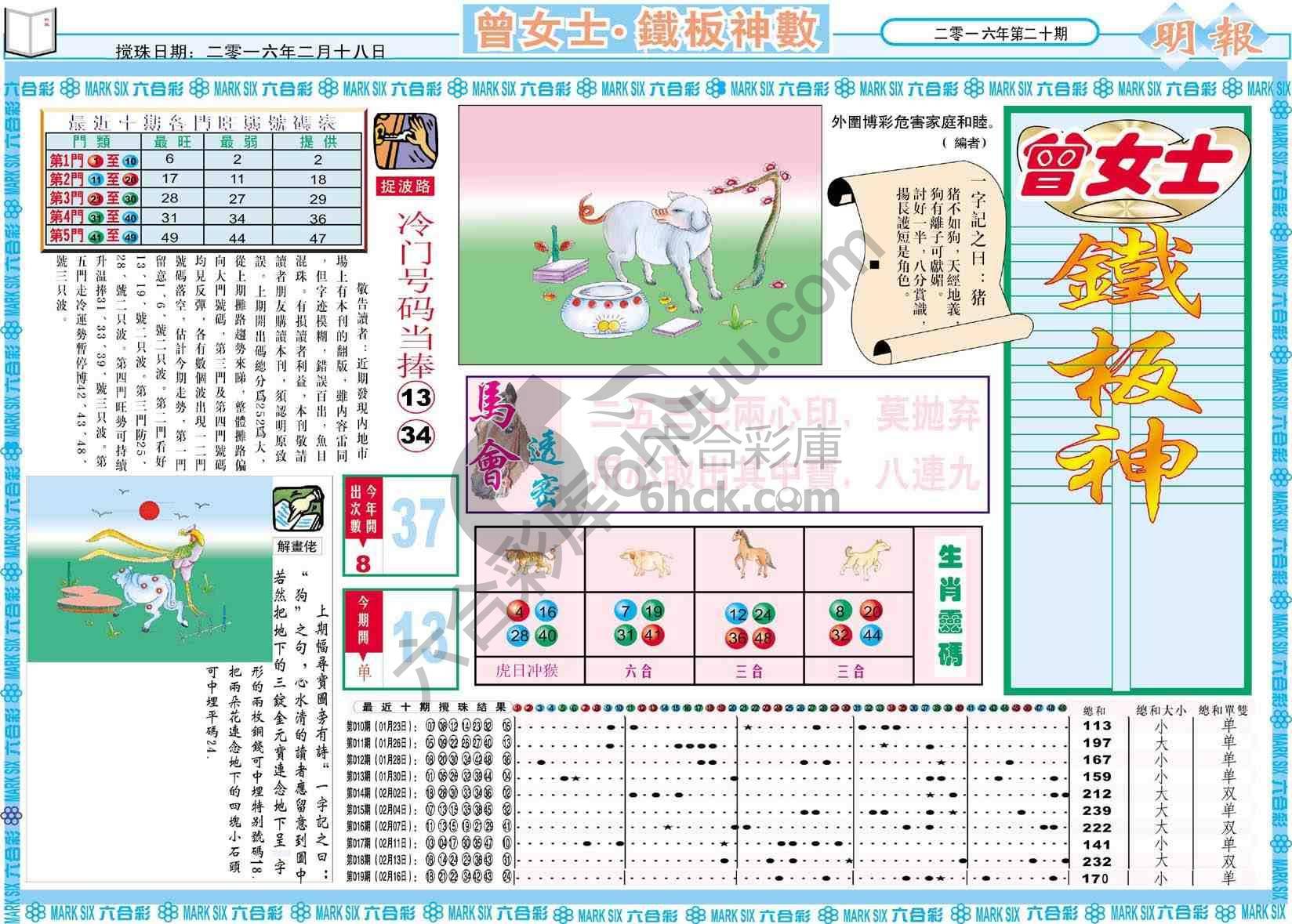 曾女士铁板神数