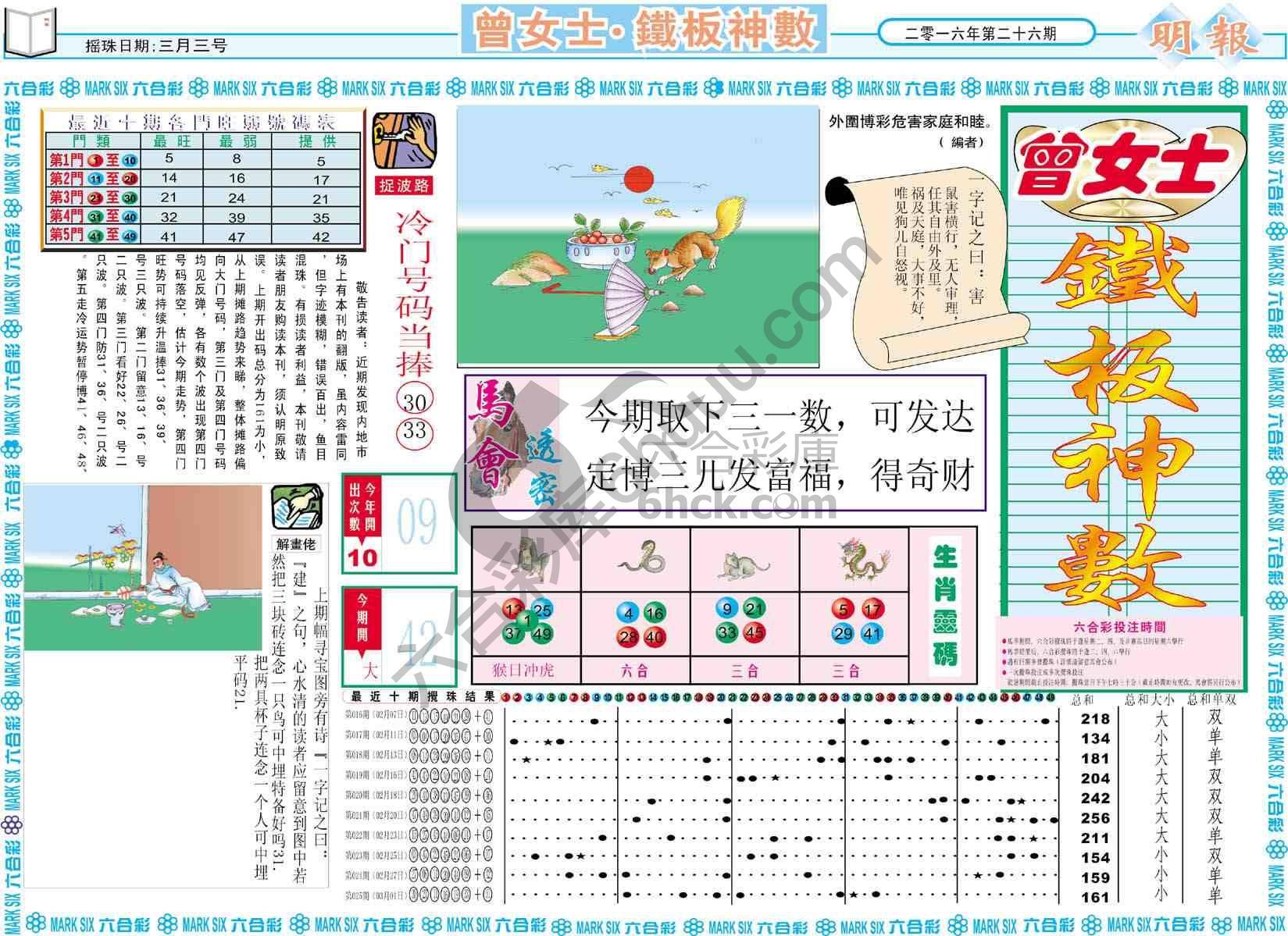 曾女士铁板神数