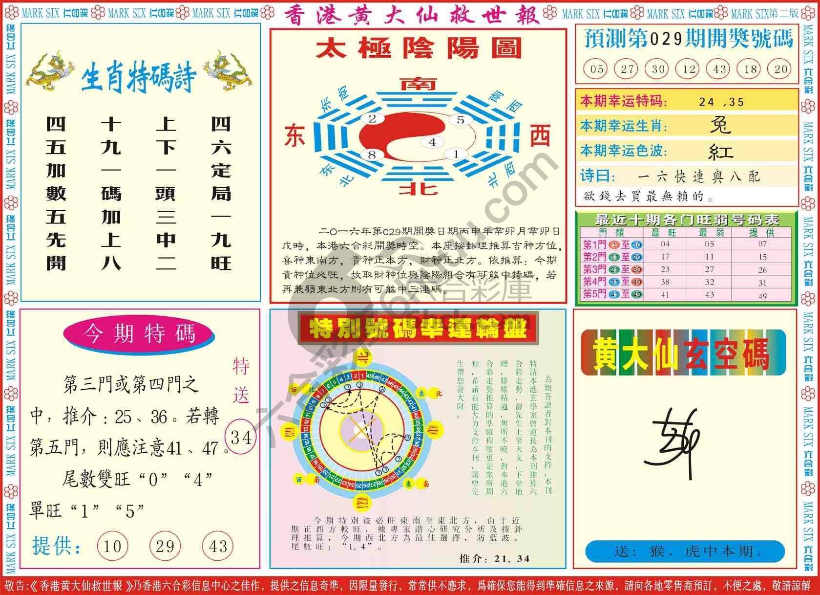 香港黄大仙救世报
