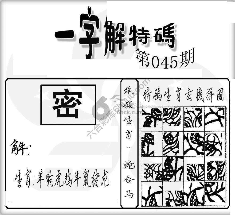 一字解特码
