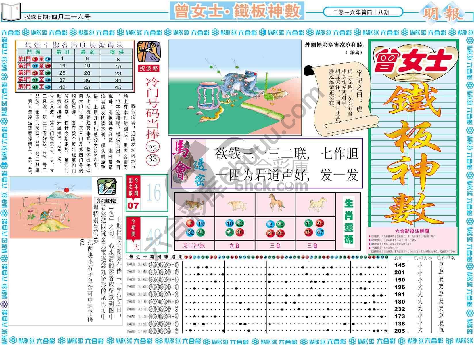 曾女士铁板神数