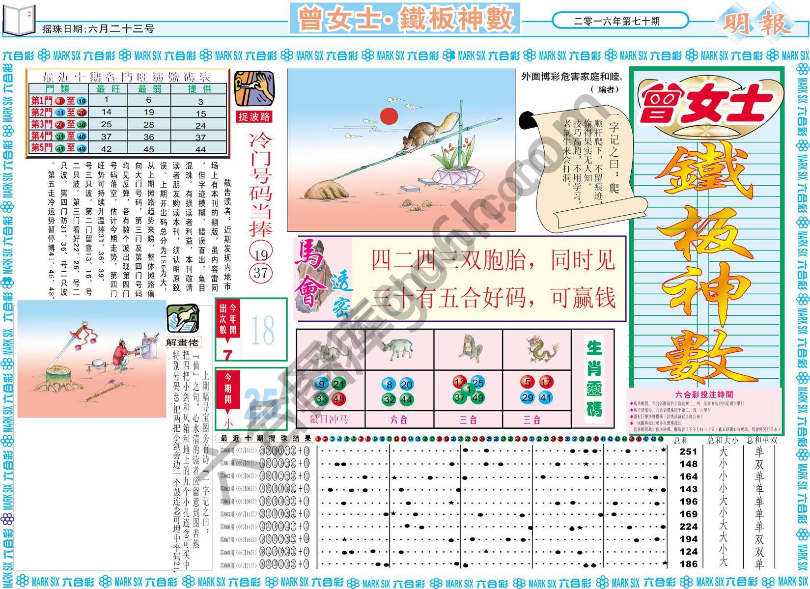 曾女士铁板神数