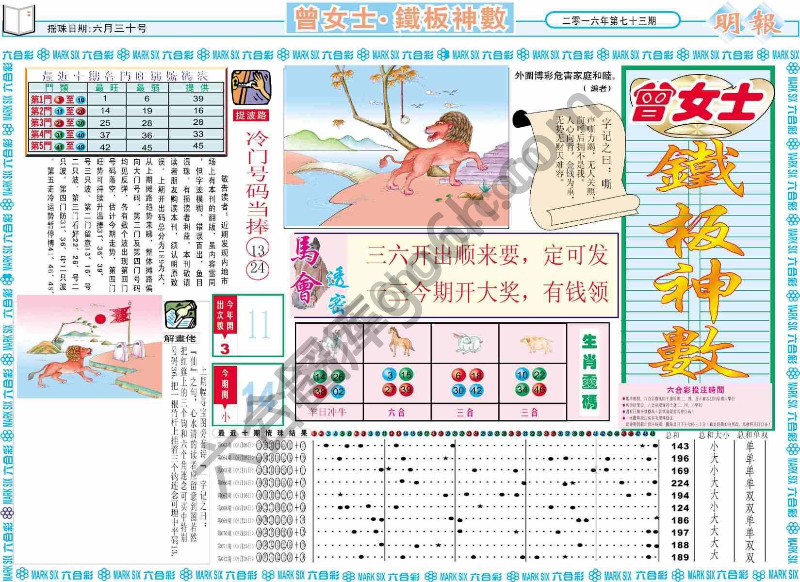 曾女士铁板神数
