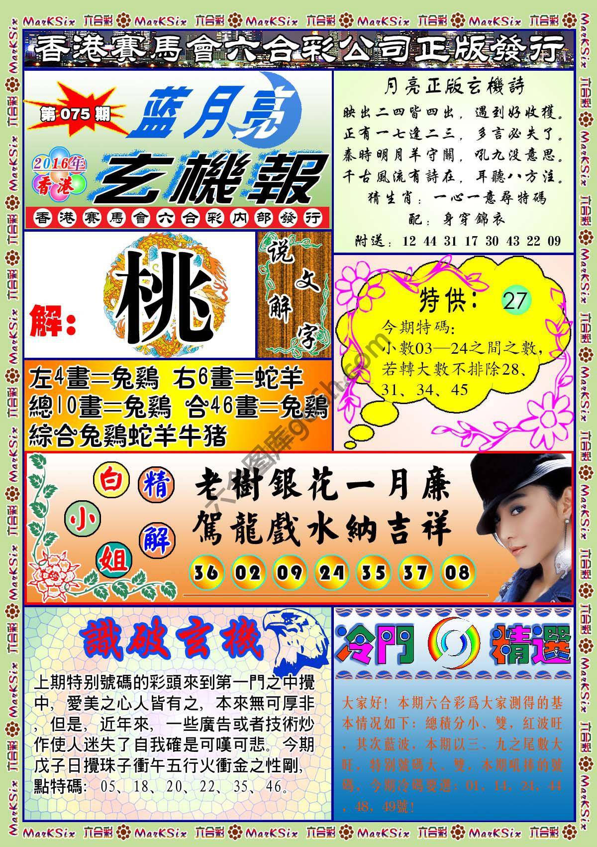 蓝月亮玄机报