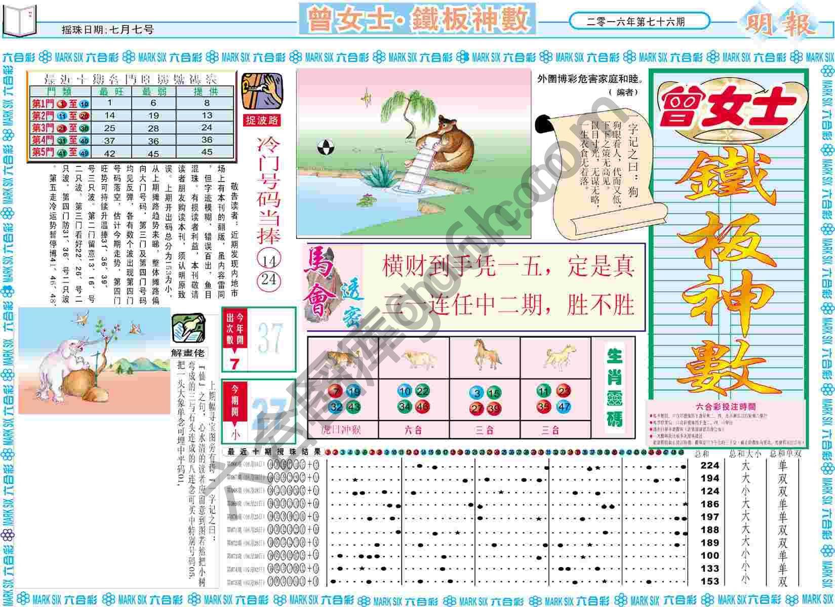 曾女士铁板神数