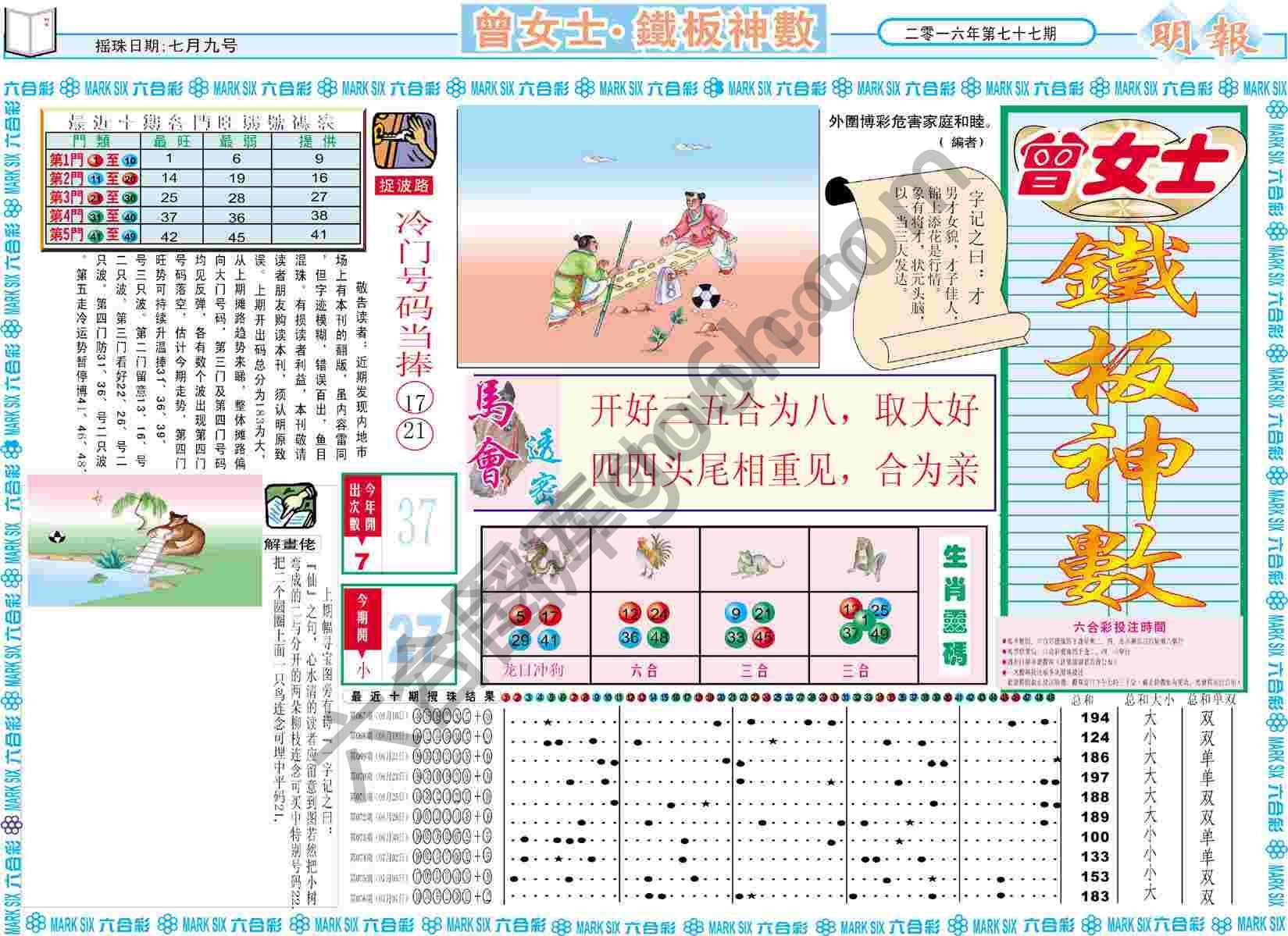 曾女士铁板神数