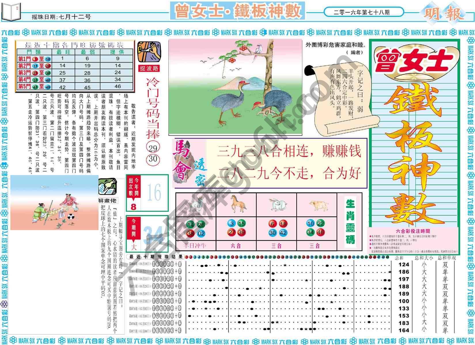 曾女士铁板神数