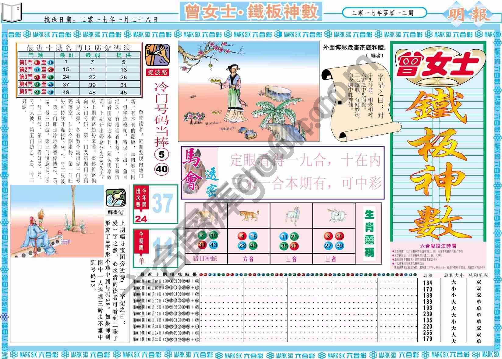 曾女士铁板神数