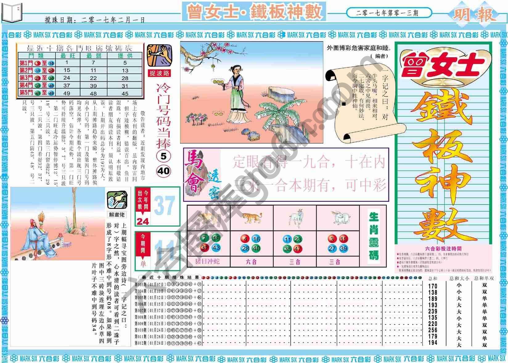 曾女士铁板神数