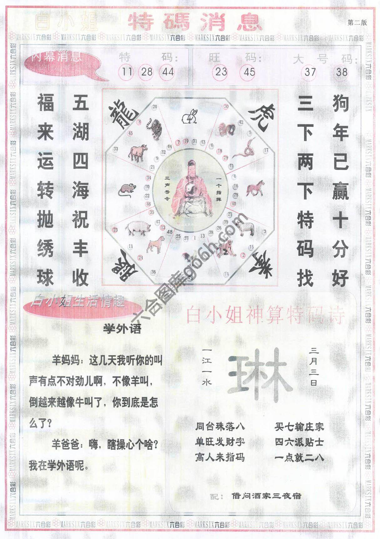 白小姐特码消息