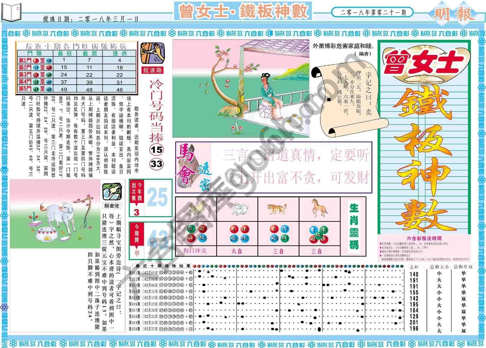 曾女士铁板神数