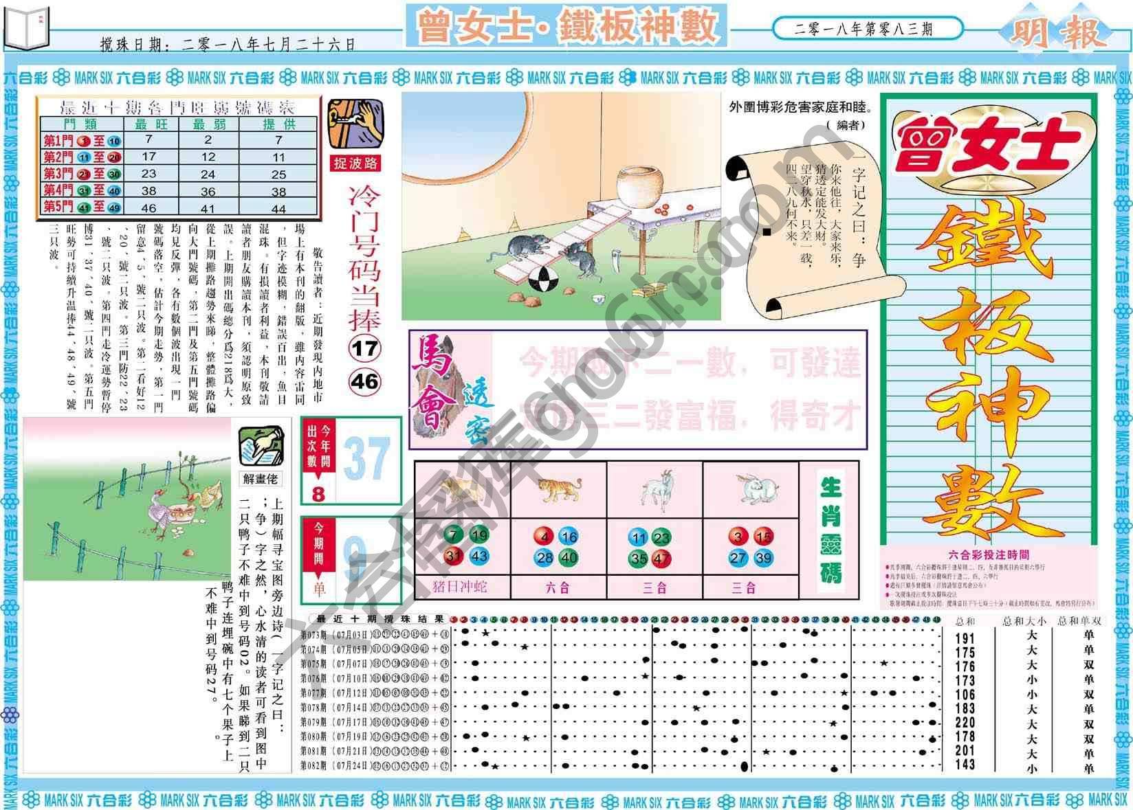 曾女士铁板神数