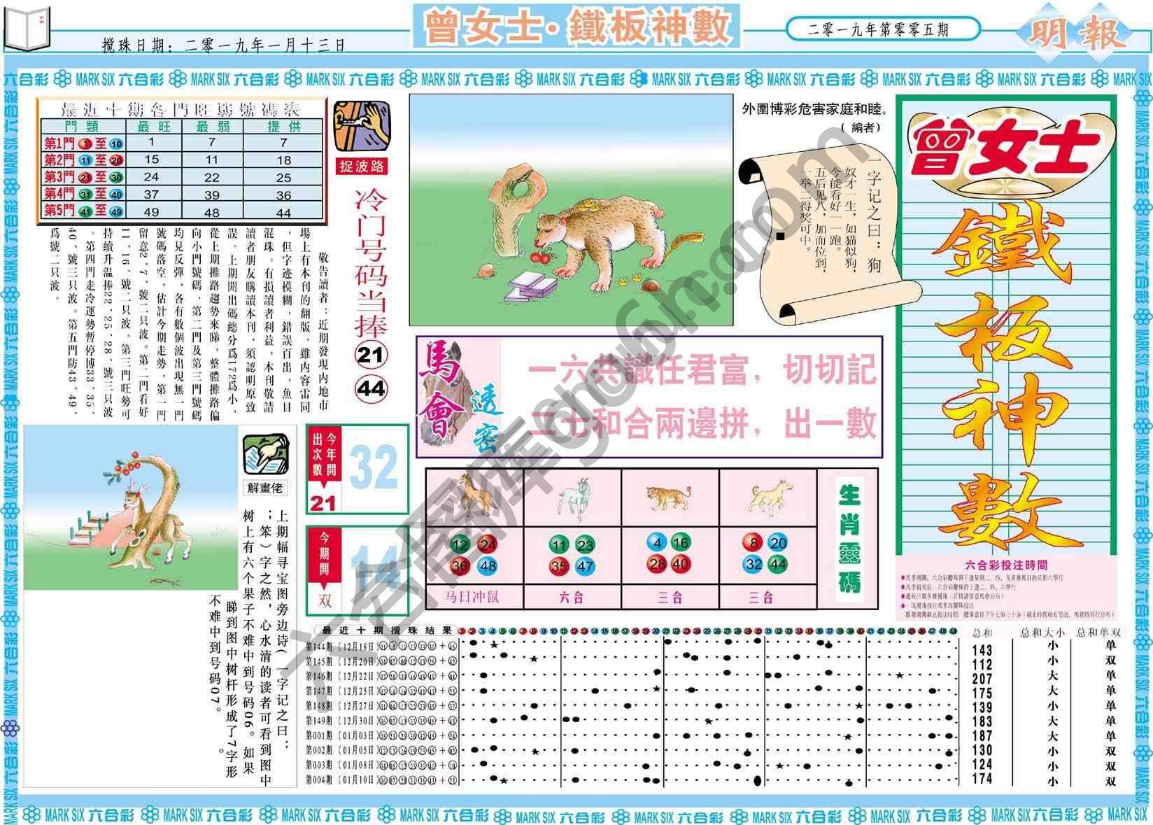 曾女士铁板神数