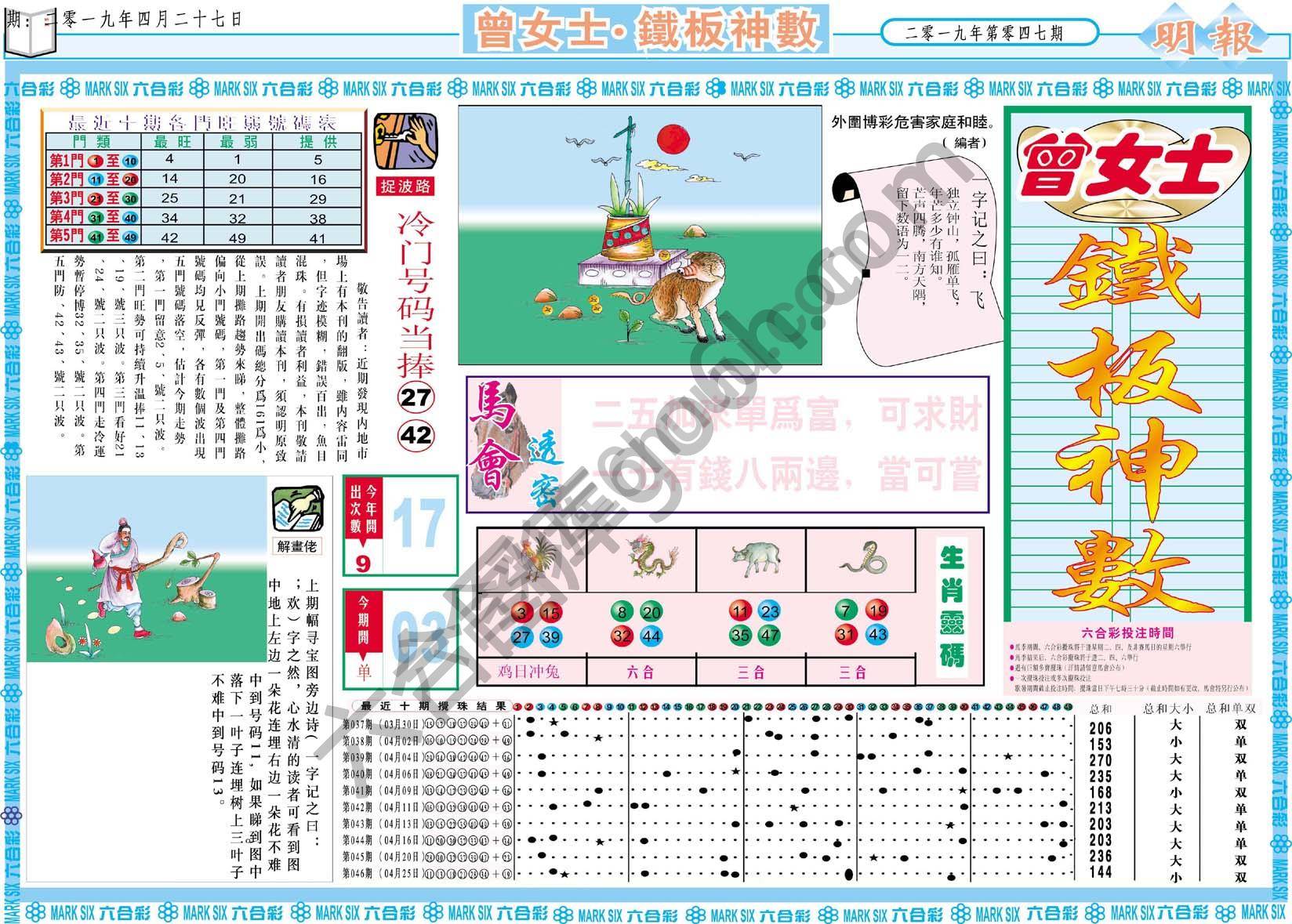 曾女士铁板神数
