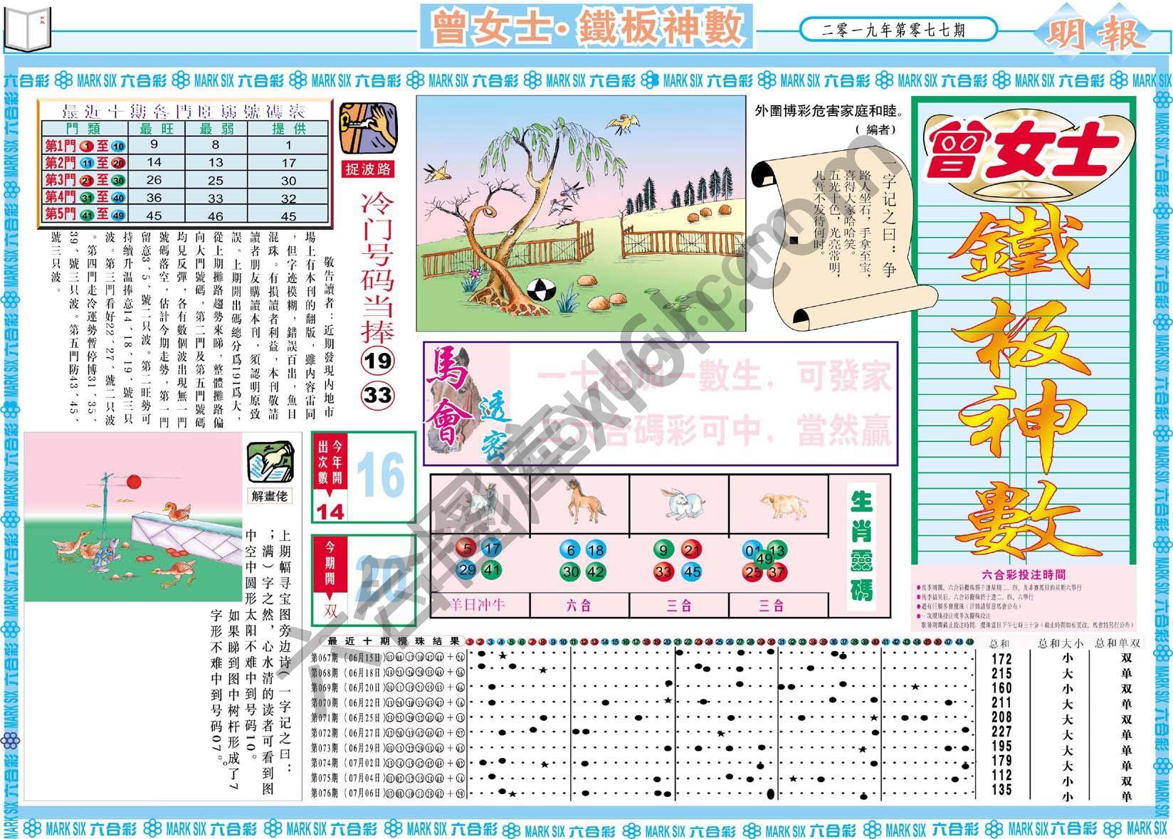 曾女士铁板神数
