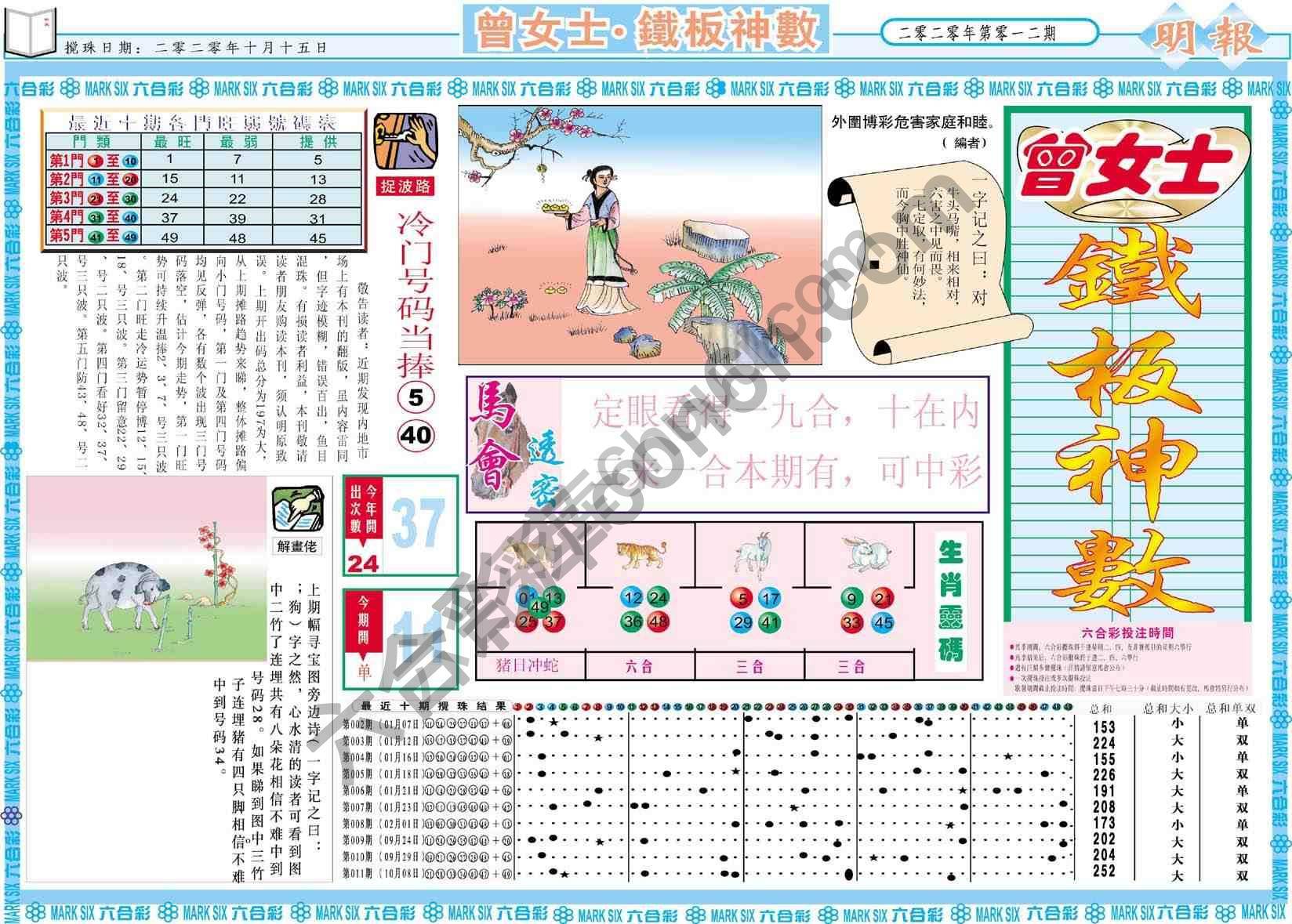 曾女士铁板神数