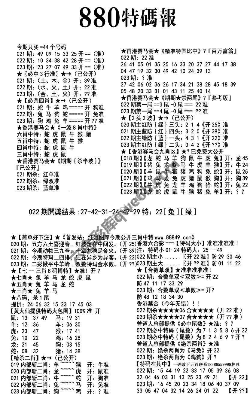 特码报880