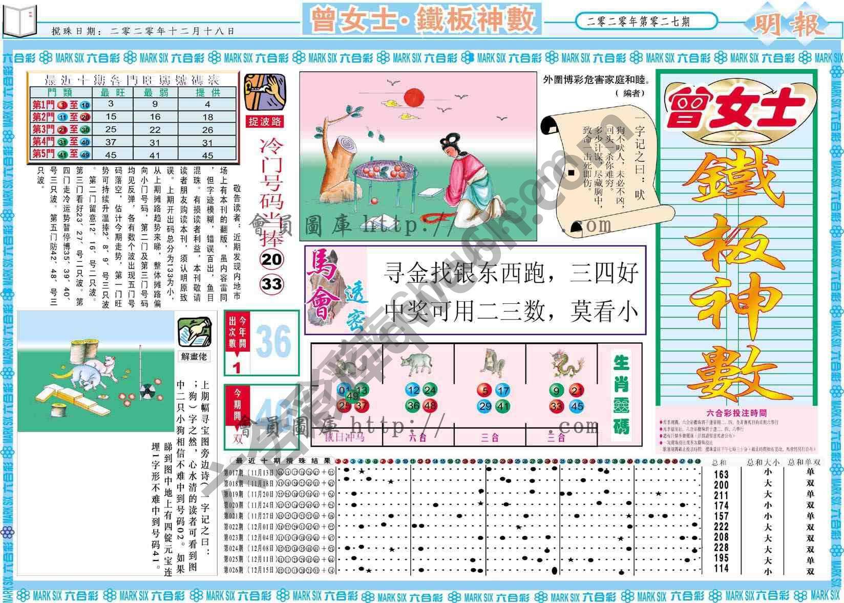 曾女士铁板神数