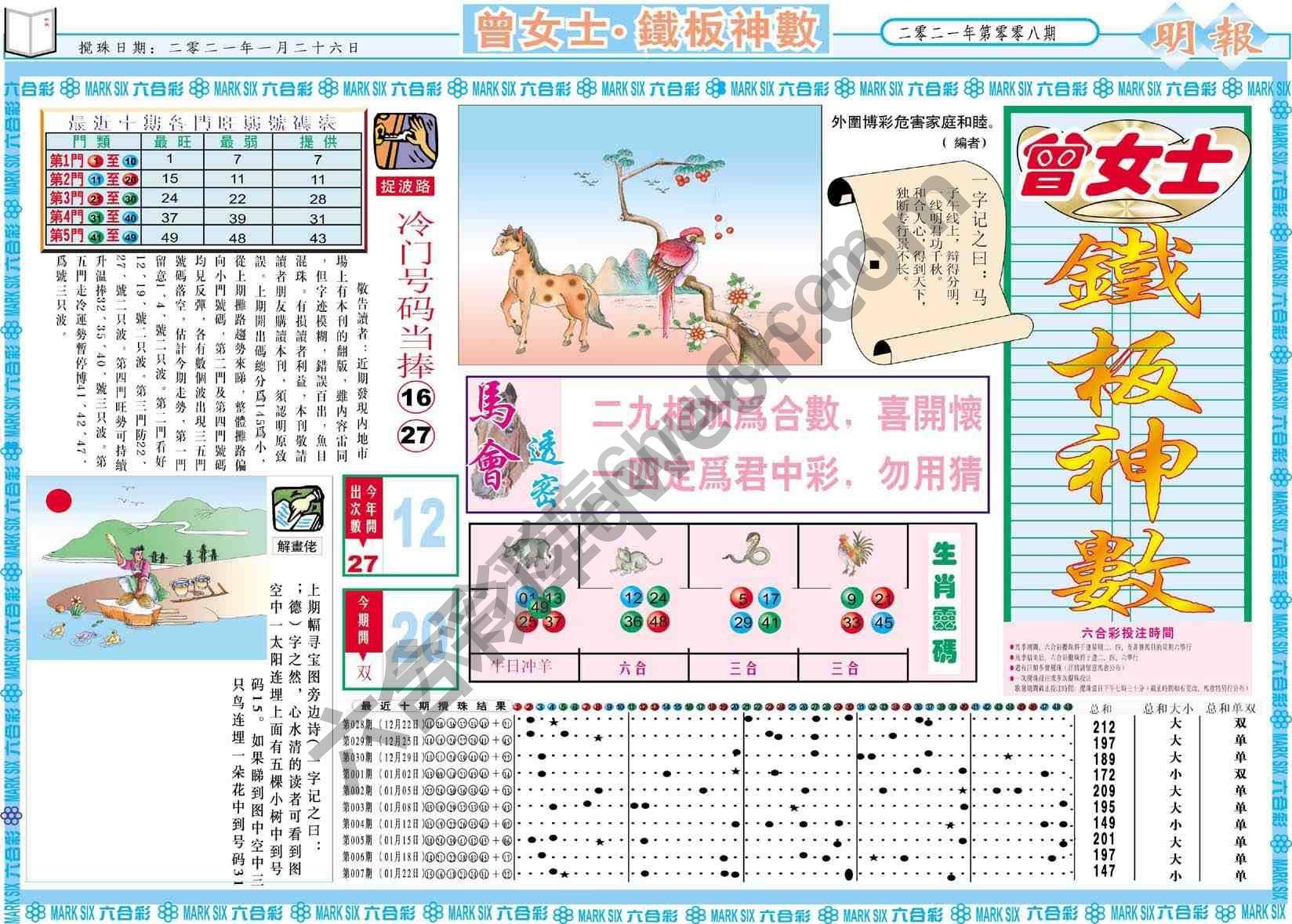 曾女士铁板神数