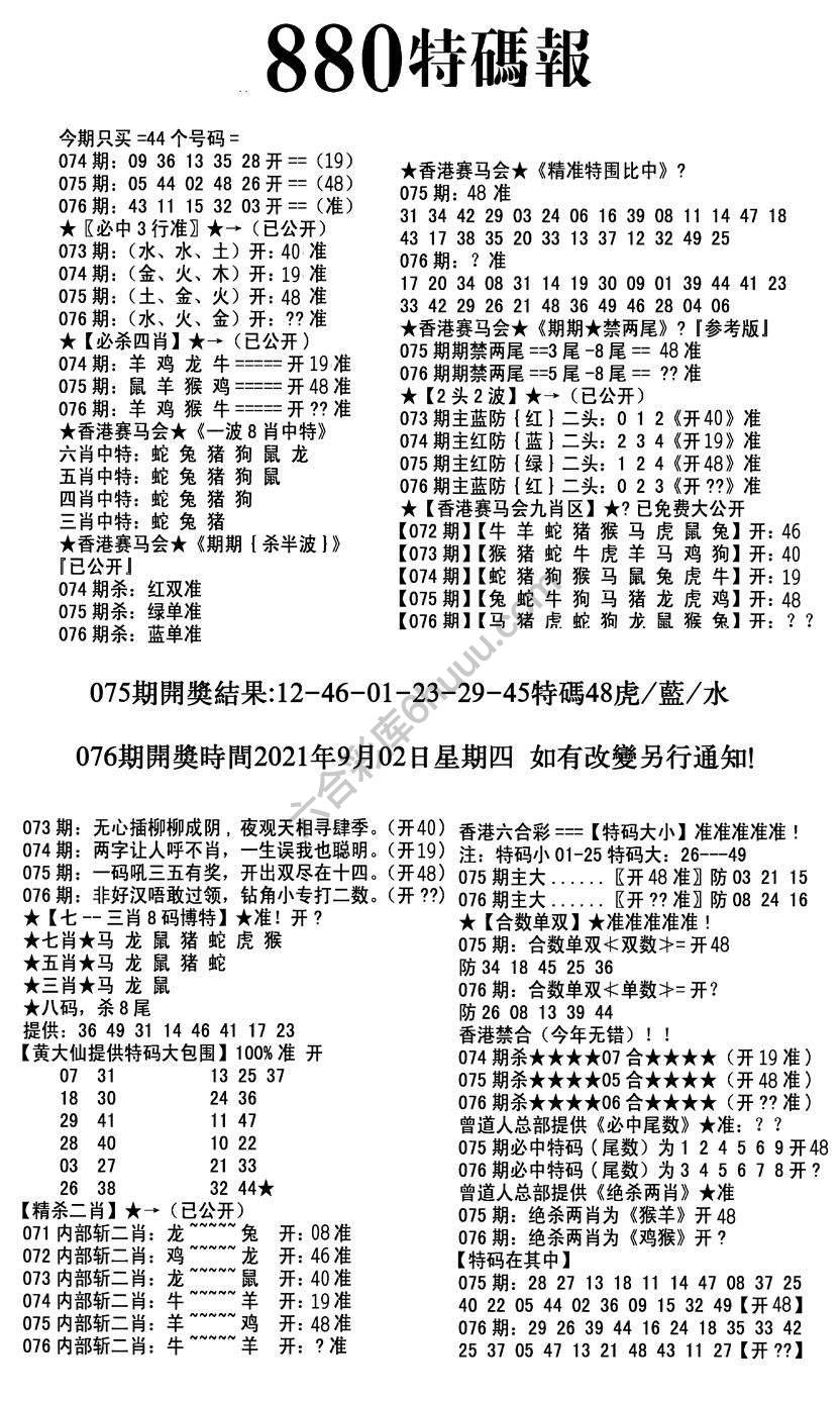 特码报880