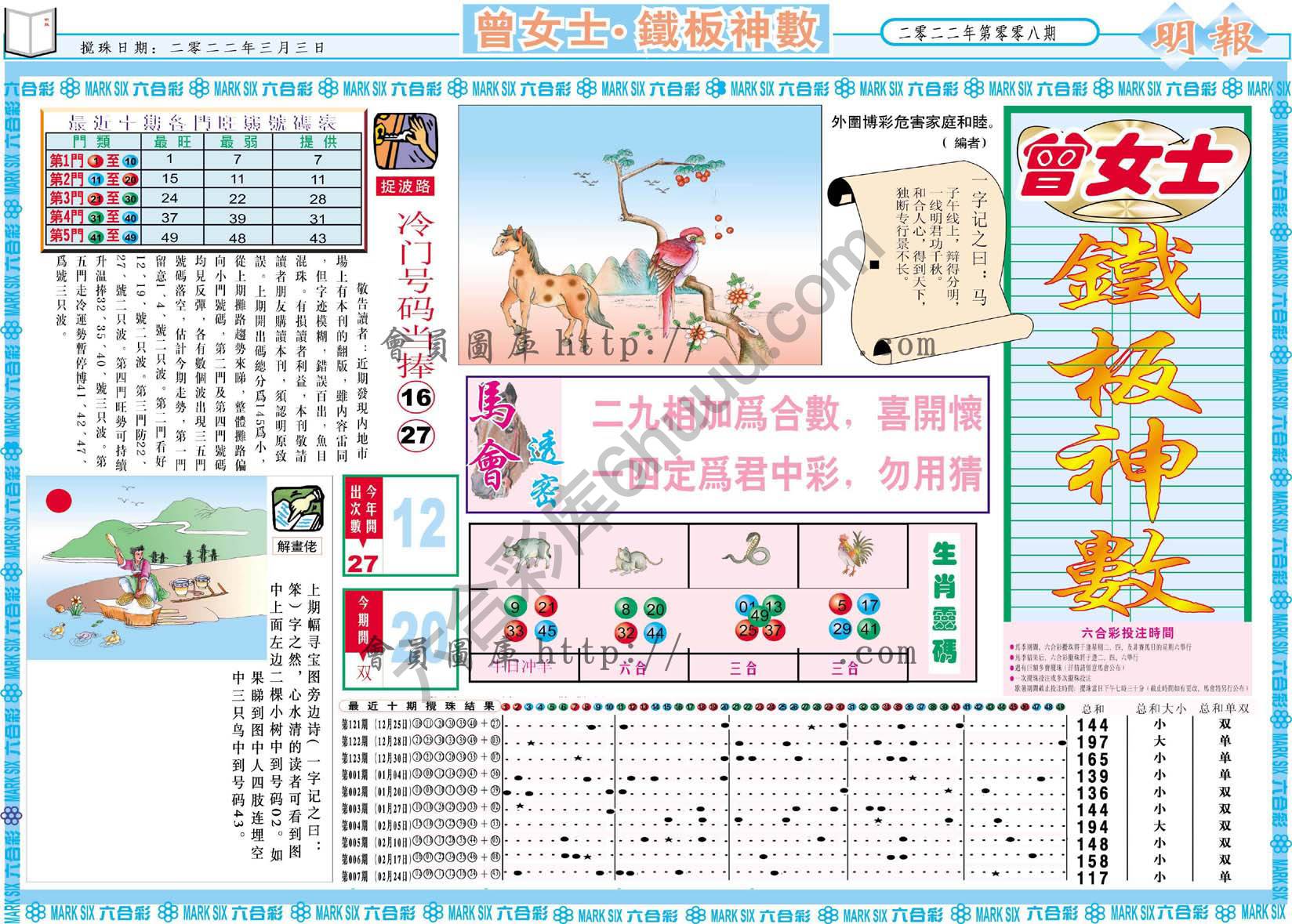 曾女士铁板神数