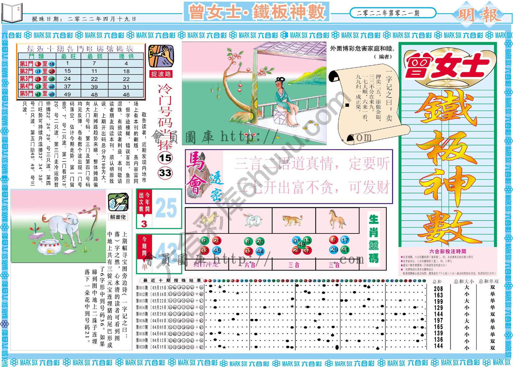 曾女士铁板神数