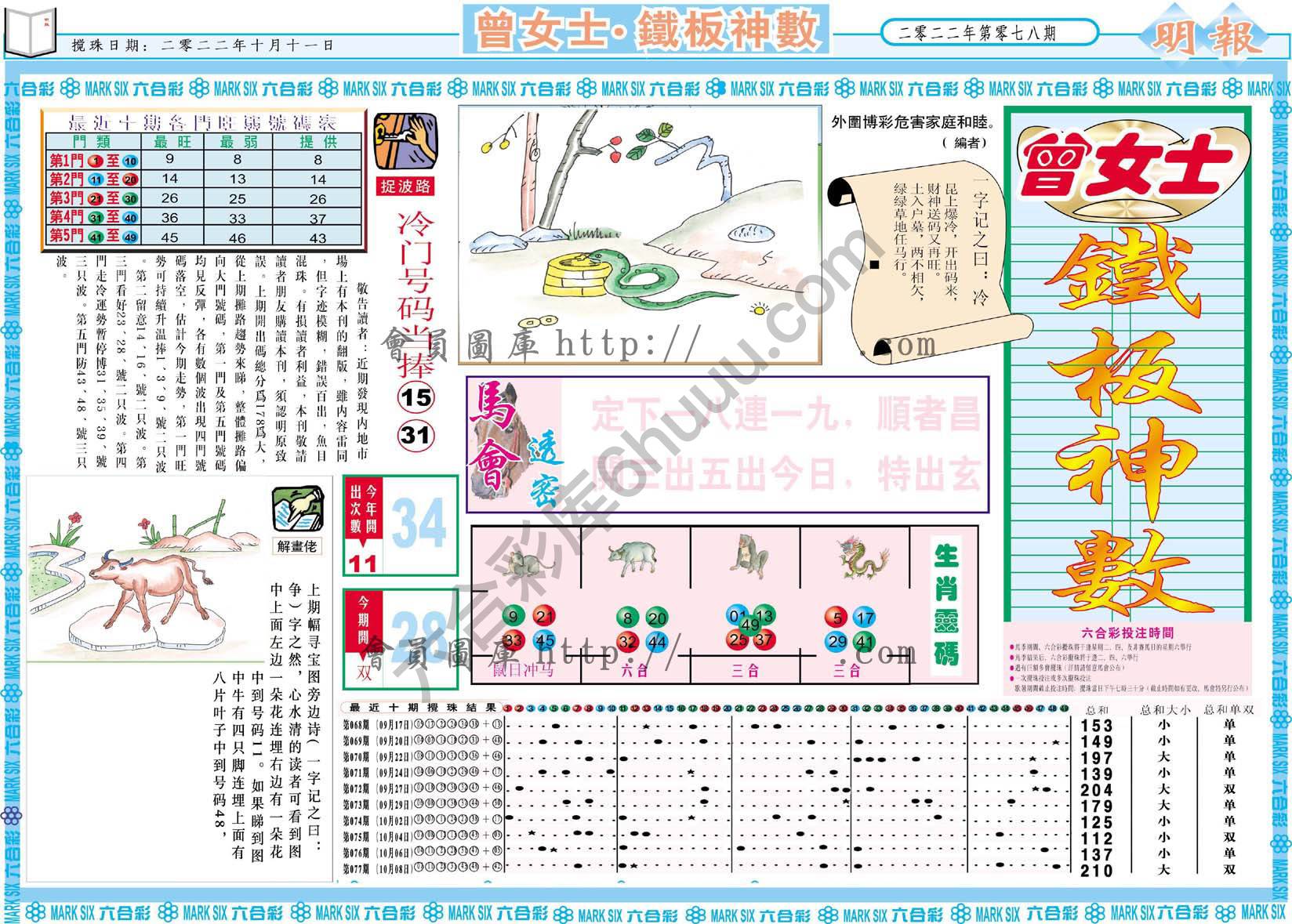 曾女士铁板神数