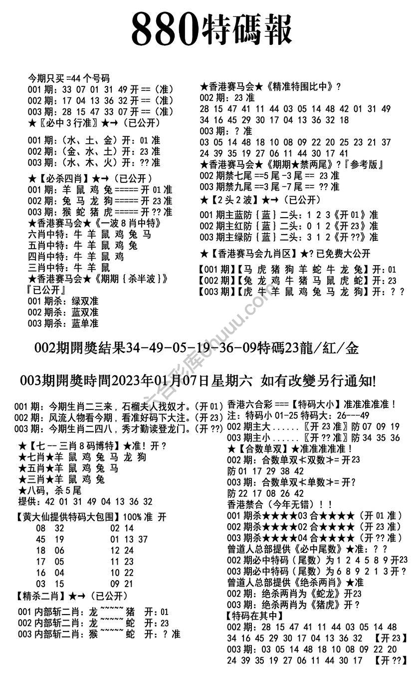 特码报880