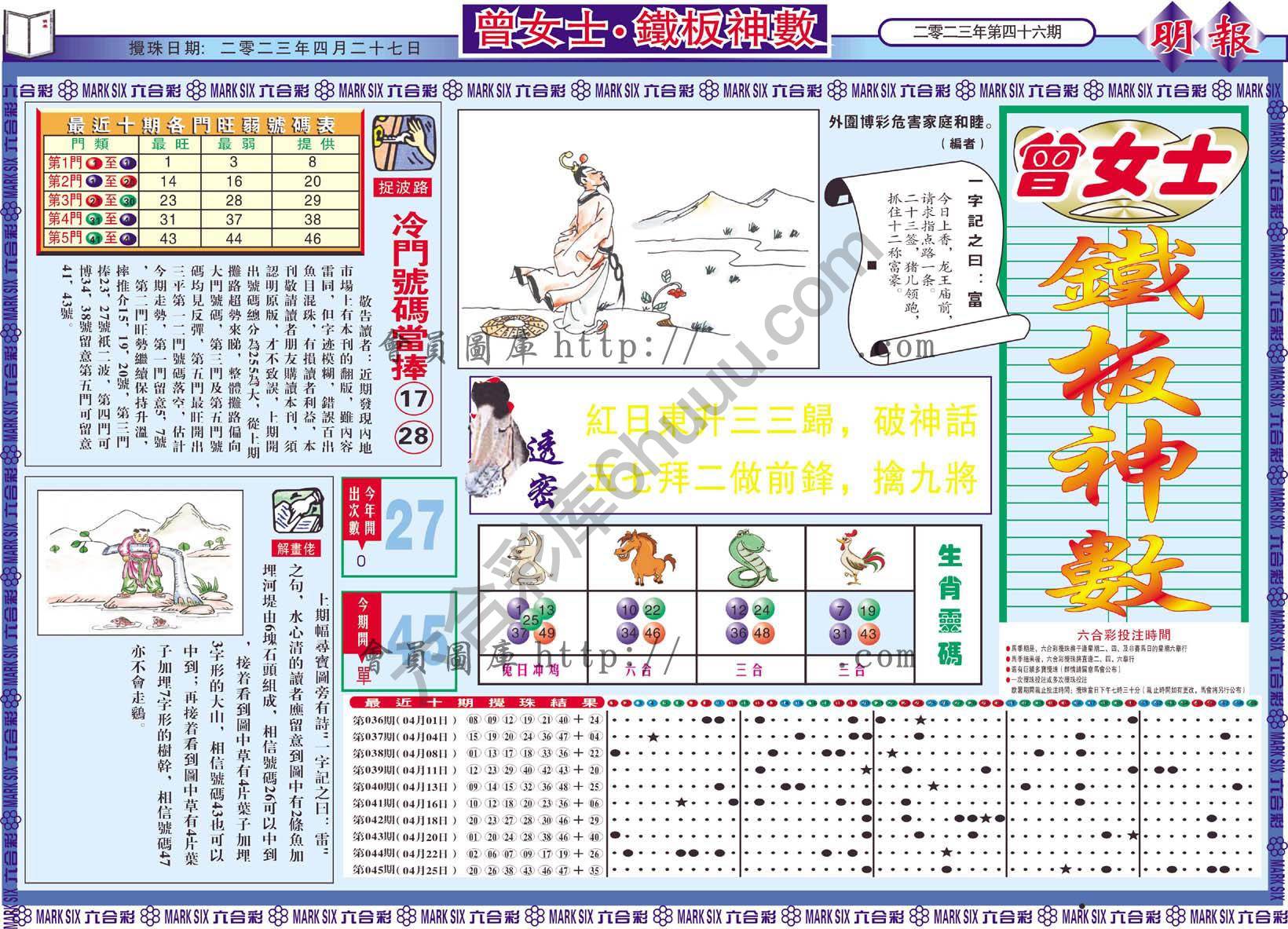 曾女士铁板神数