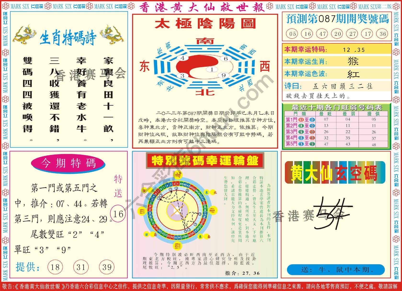 香港黄大仙救世报