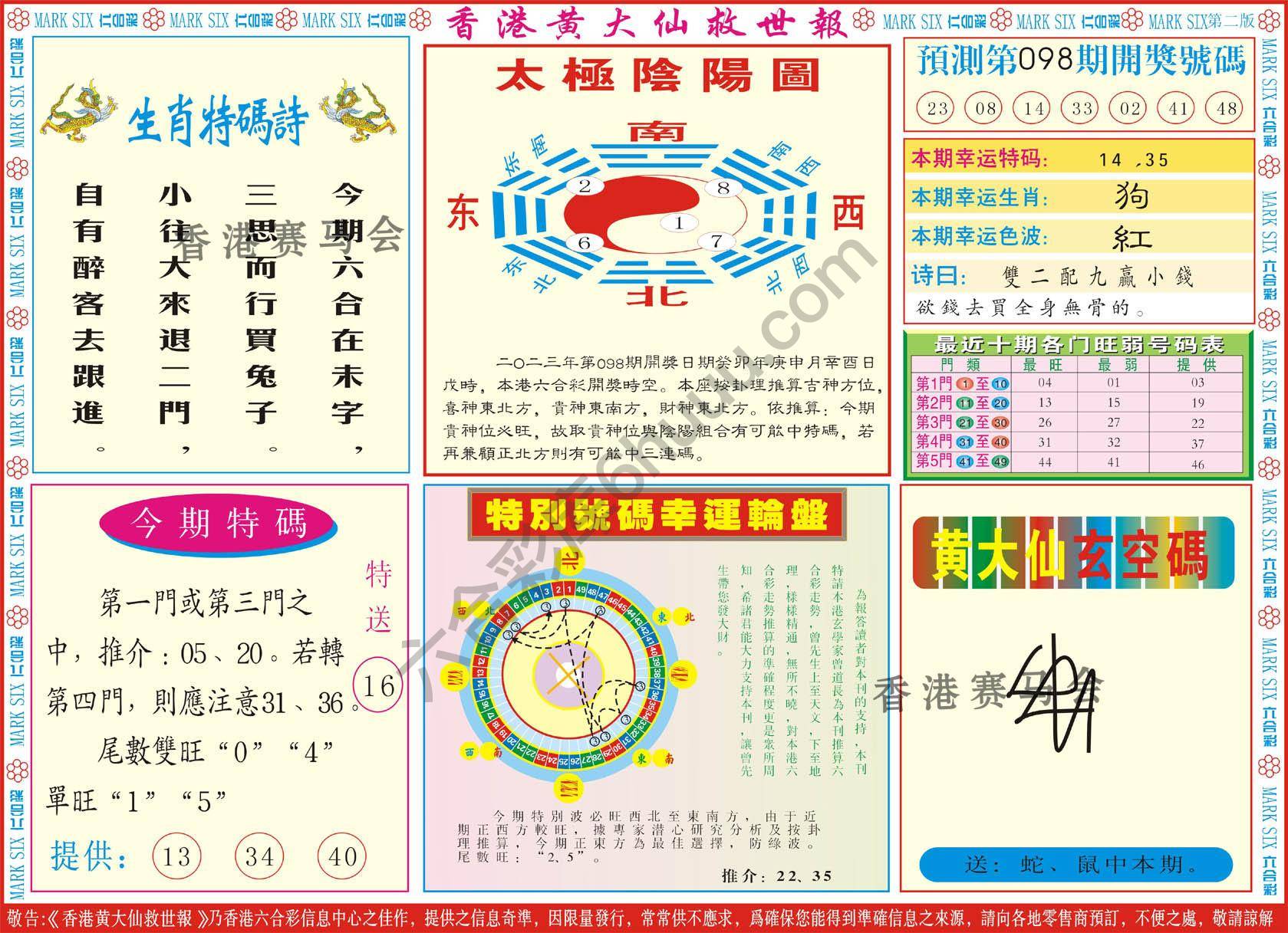 香港黄大仙救世报
