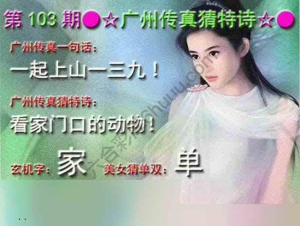 广州传真中特诗