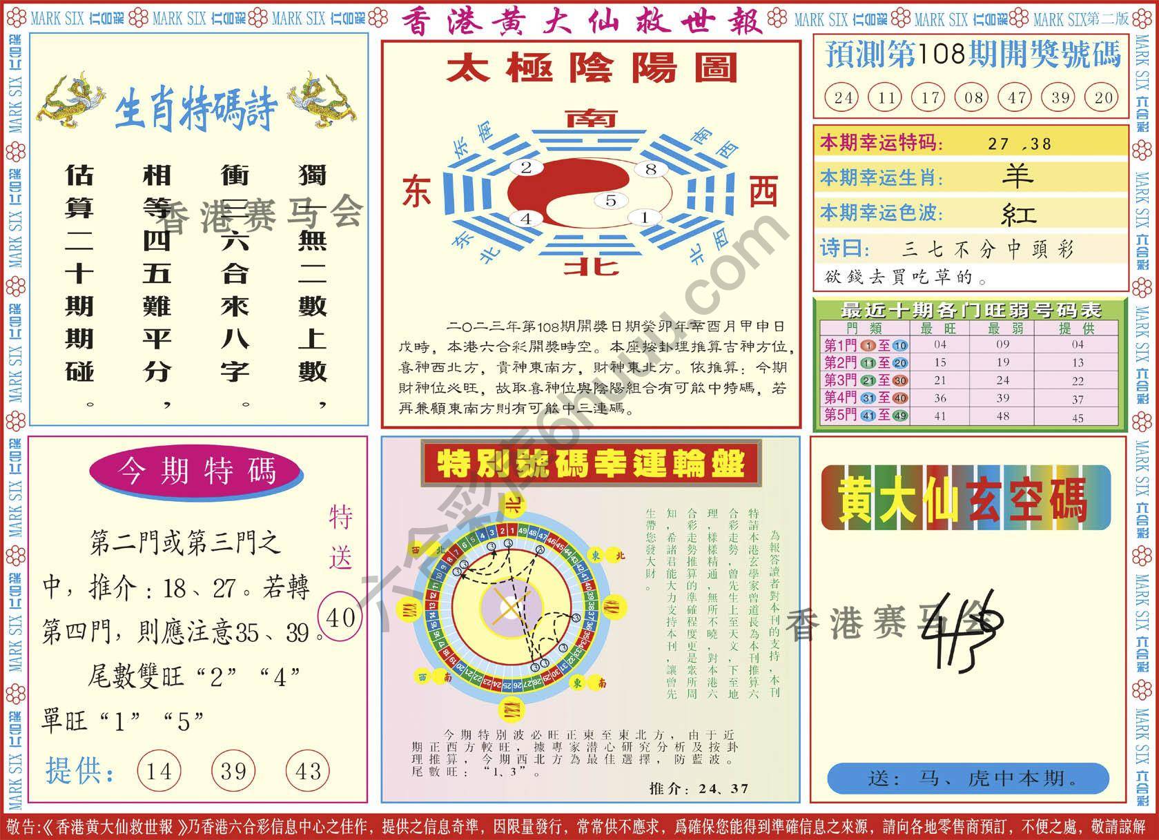 香港黄大仙救世报