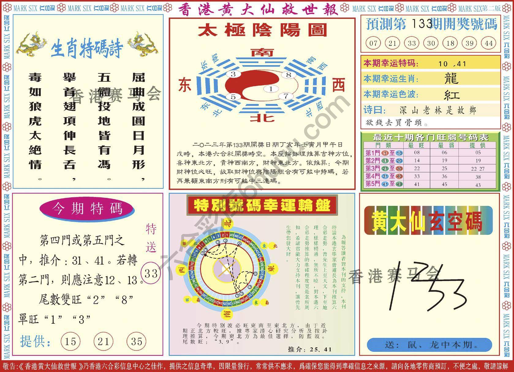 香港黄大仙救世报