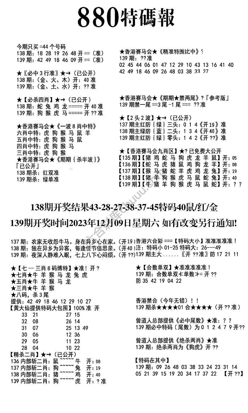 特码报880